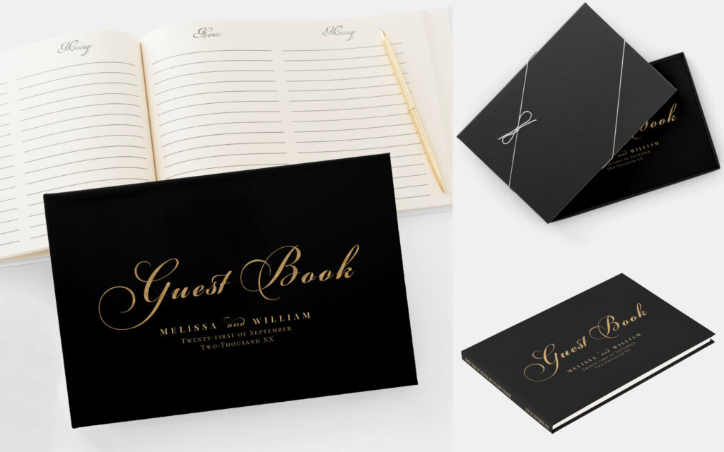 Black Gold Wedding Guest Book