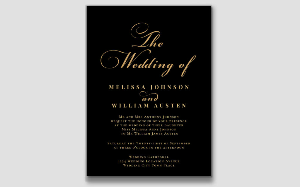 Black Gold Wedding Invitation