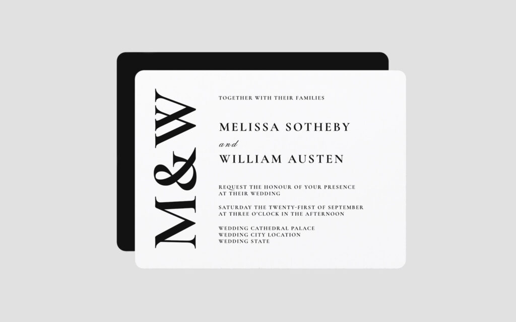 Black & White Monogram Wedding Invitation Designed by Austen and Grace