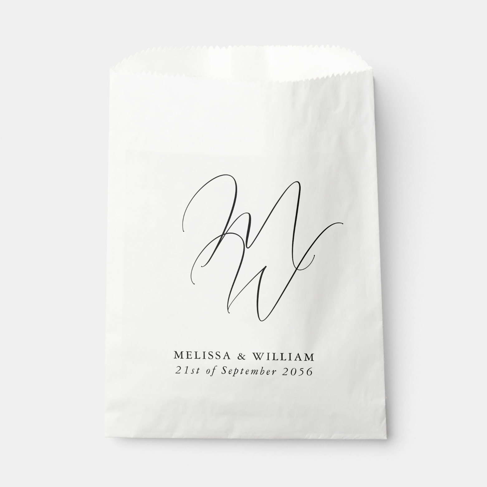 Elegant Monogram Wedding Favor Bag Black and White