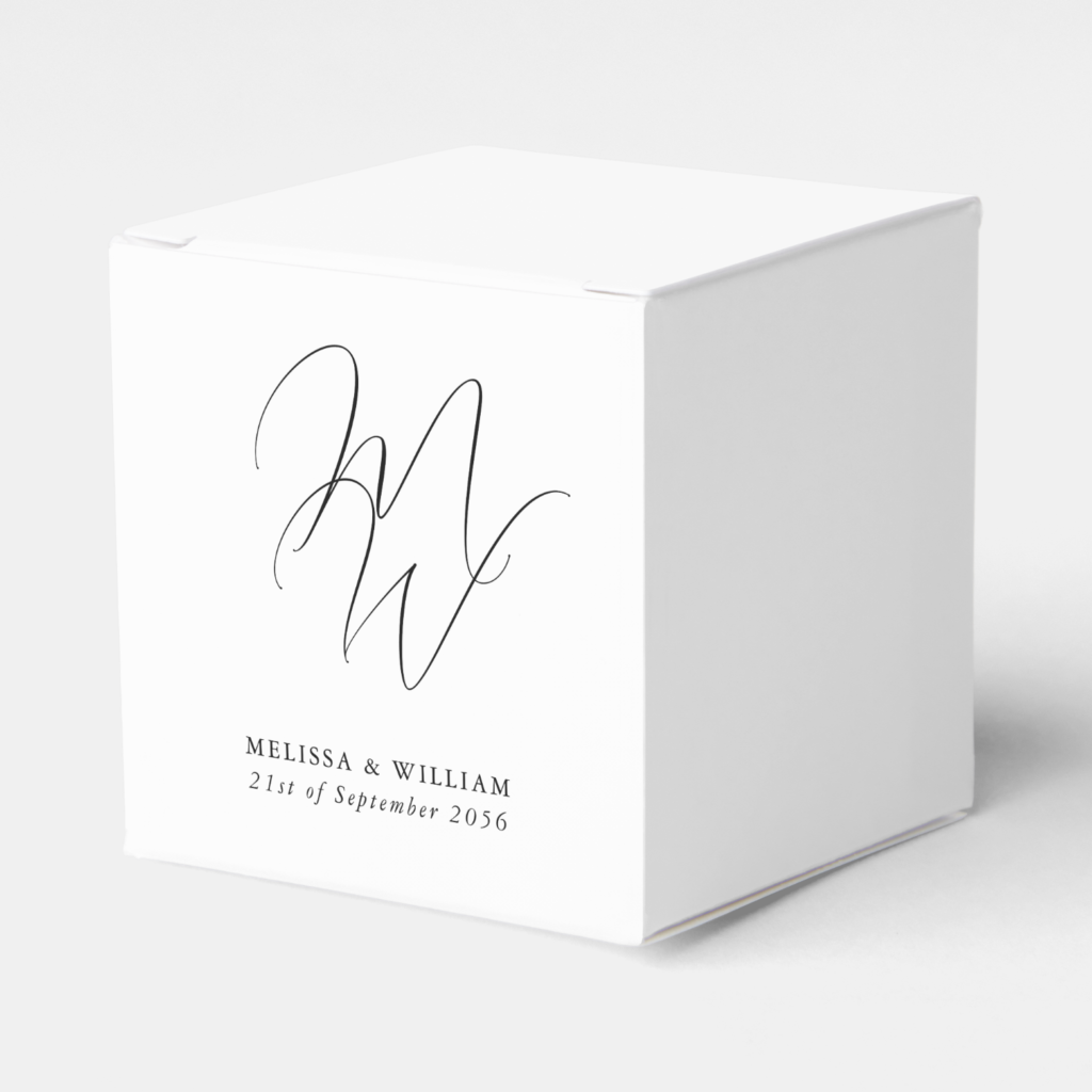 Elegant Monogram Wedding Favor Box