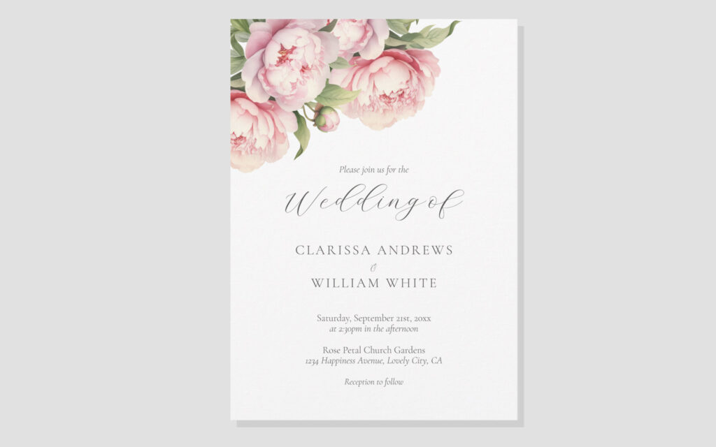 Floral Wedding Invitation designed by Austen and Grace