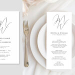 Modern Monogram Initials Black and White Wedding Invitation Suite